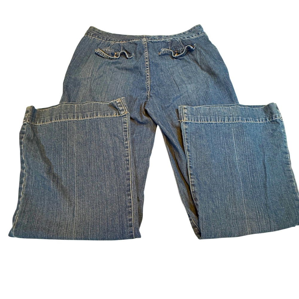 ANA A New Approach Women's Wide Leg Denim Jeans Size 12‎ Blue Cotton